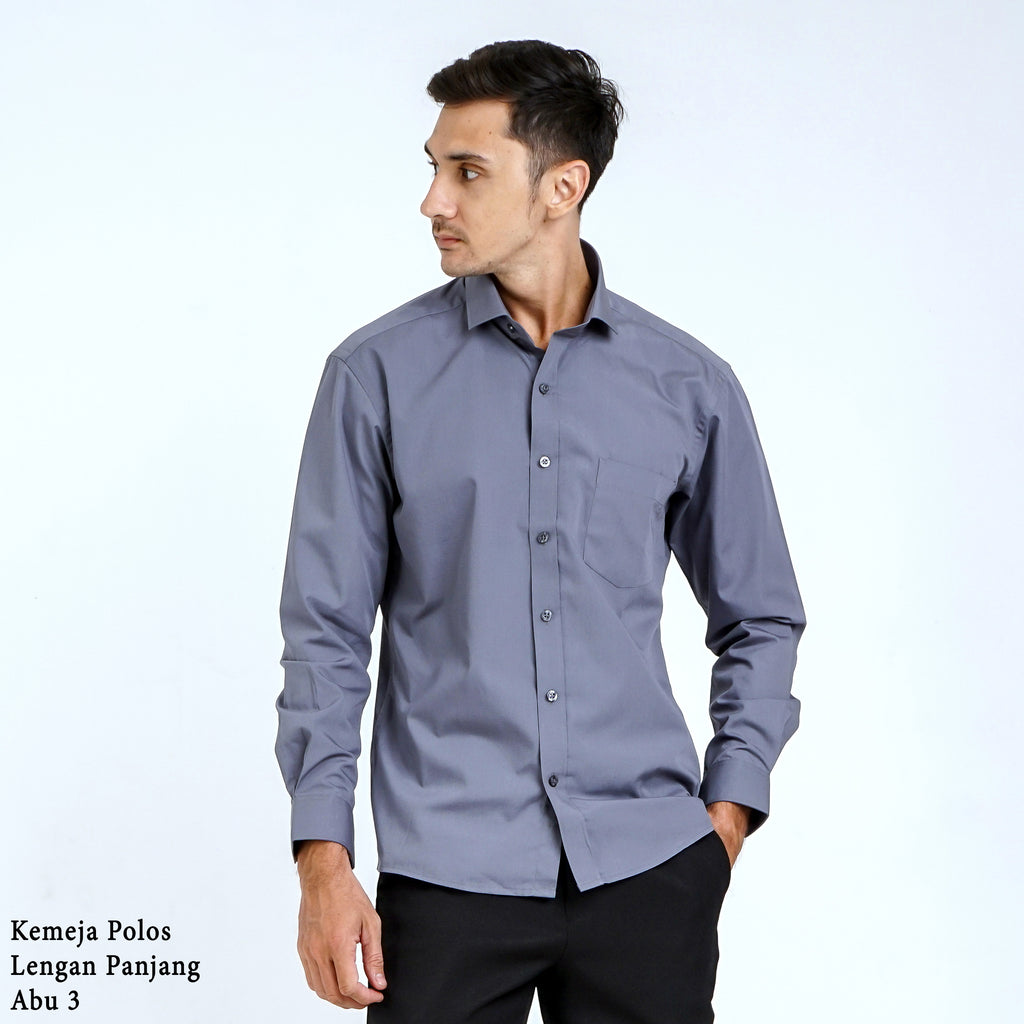 Boss SUPER Kemeja Polos Pria Lengan Panjang Slim Fit Abu 3