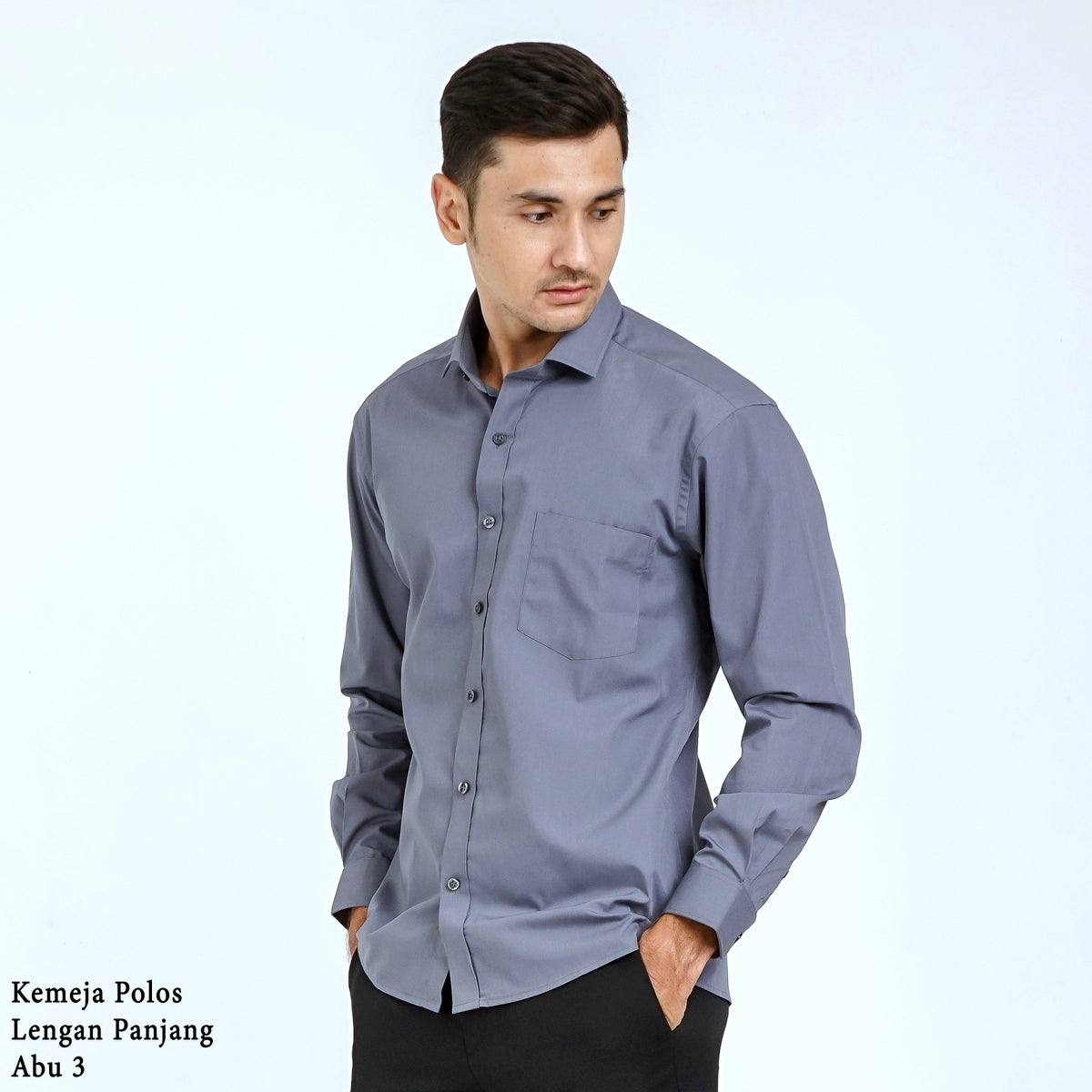 Boss SUPER Kemeja Polos Pria Lengan Panjang Slim Fit Abu 3