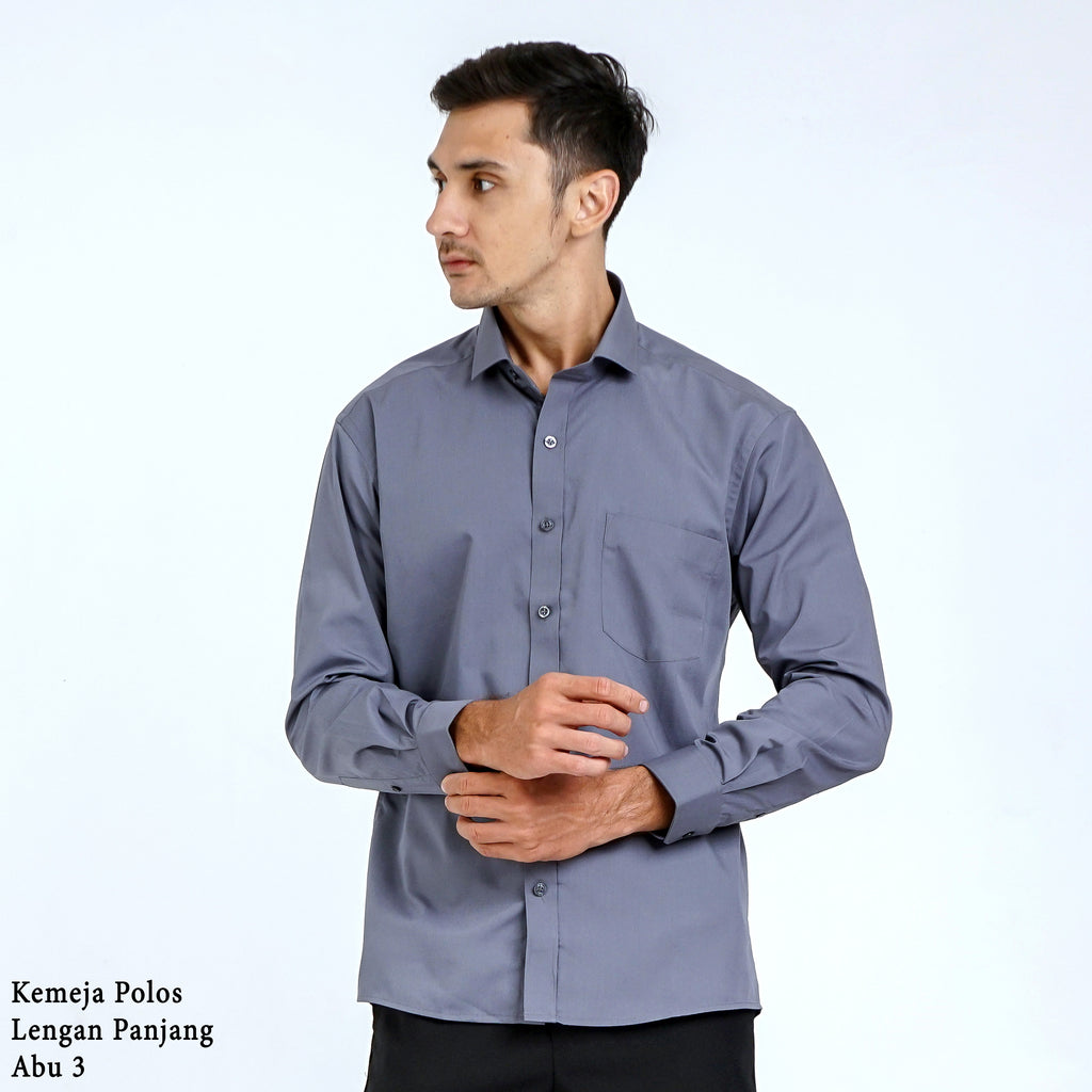 Boss SUPER Kemeja Polos Pria Lengan Panjang Slim Fit Abu 3