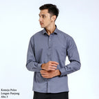 Boss SUPER Kemeja Polos Pria Lengan Panjang Slim Fit Abu 3