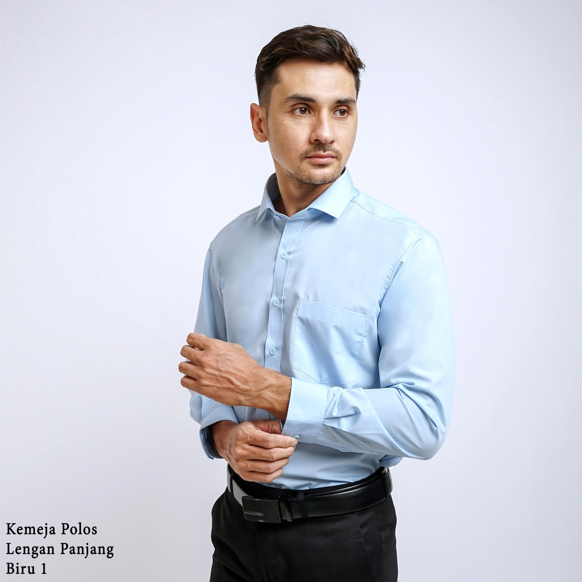 Boss SUPER Kemeja Polos Pria Lengan Panjang Slim Fit Biru 1