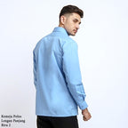 Boss SUPER Kemeja Polos Pria Lengan Panjang Regular Fit Biru