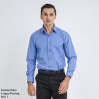 Boss SUPER Kemeja Polos Pria Lengan Panjang Regular Fit Biru
