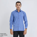 Boss SUPER Kemeja Polos Pria Lengan Panjang Regular Fit Biru