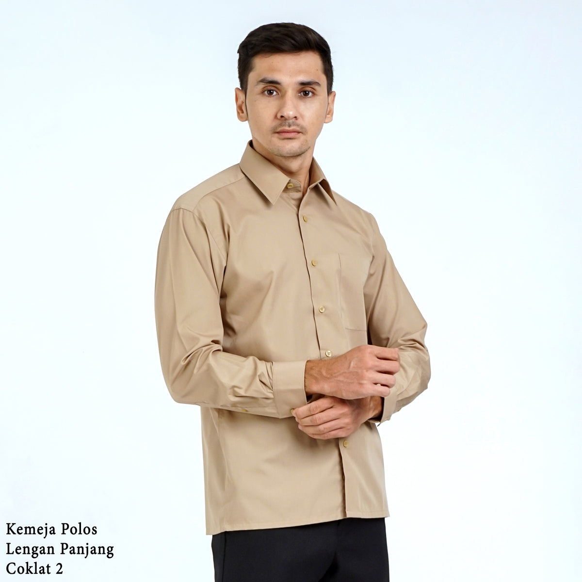Boss SUPER Kemeja Polos Pria Lengan Panjang Regular Fit Coklat