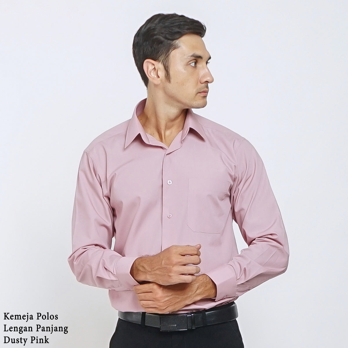 Boss SUPER Kemeja Polos Pria Lengan Panjang Regular Fit Dusty Pink