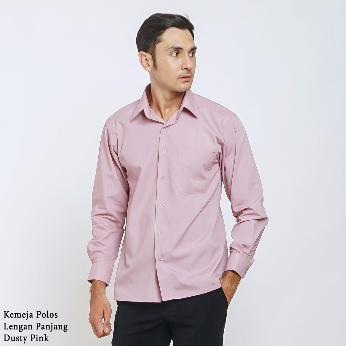Boss SUPER Kemeja Polos Pria Lengan Panjang Regular Fit Dusty Pink