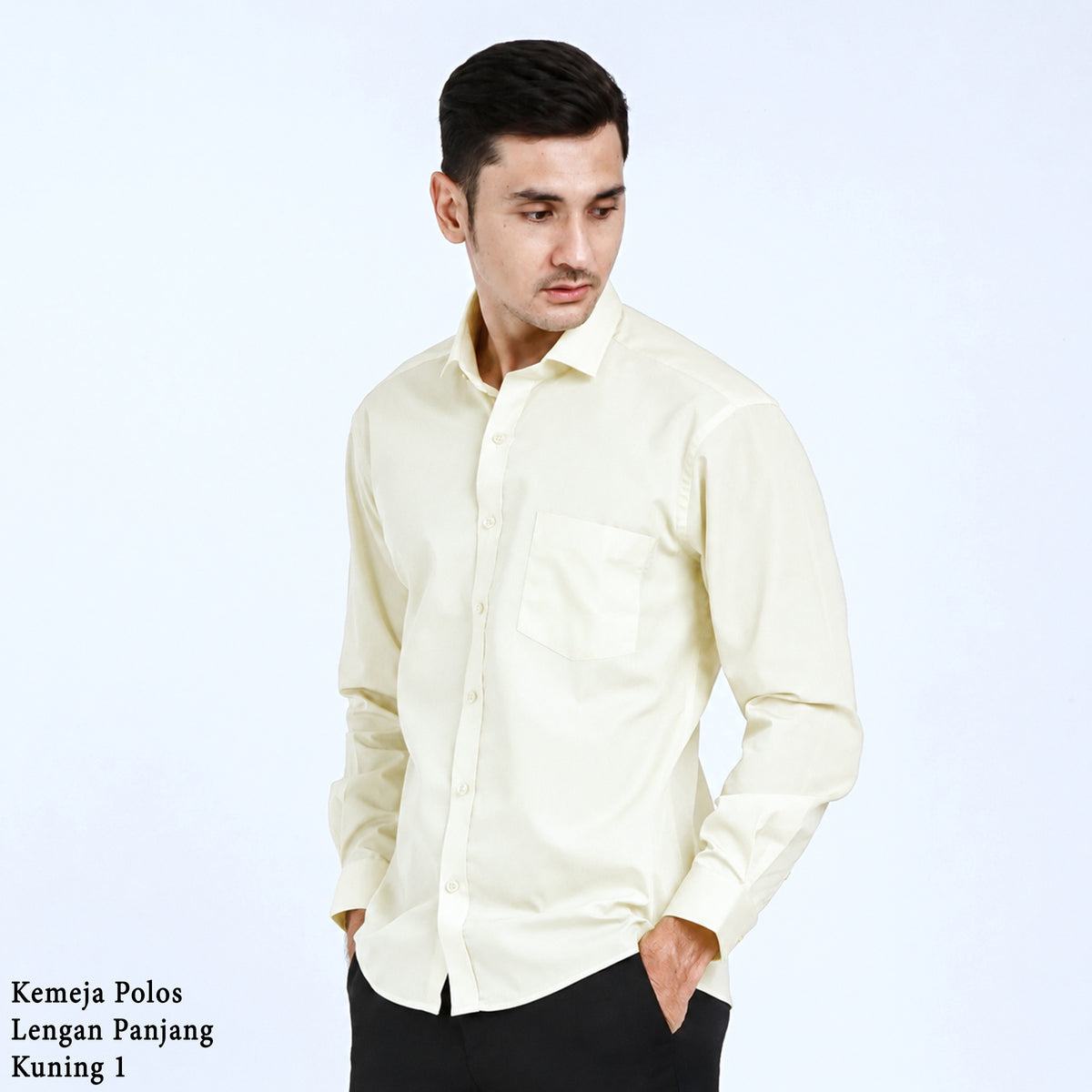 Boss SUPER Kemeja Polos Pria Lengan Panjang Regular Fit Kuning