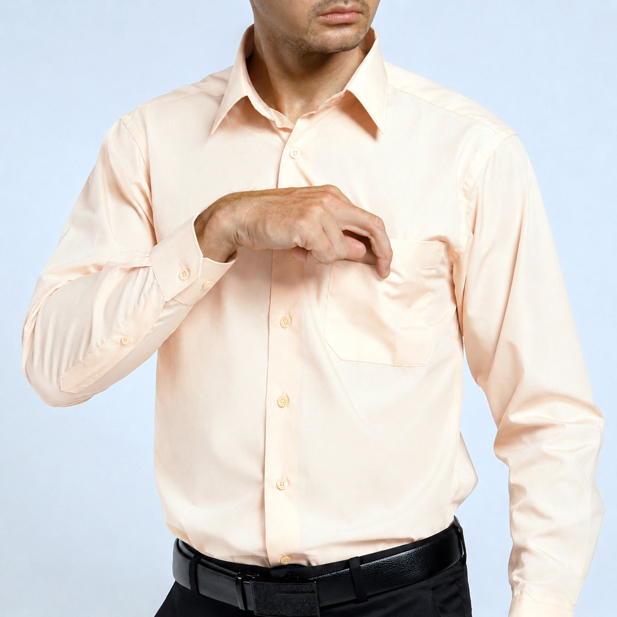 Boss SUPER Kemeja Polos Pria Lengan Panjang Regular Fit Salem Orange