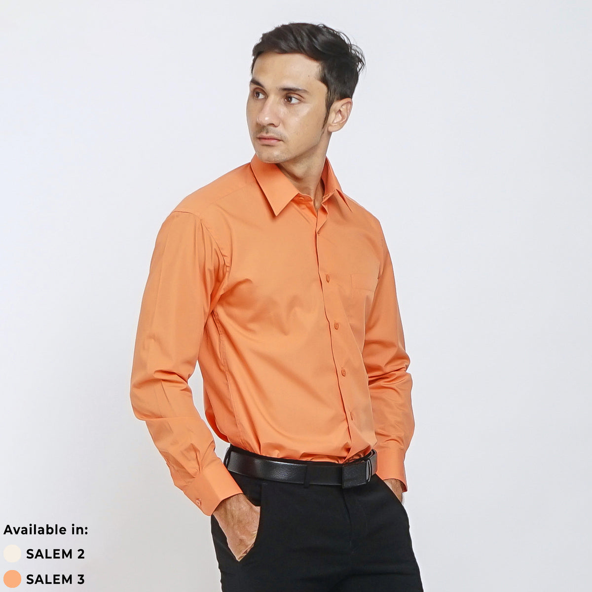 Boss SUPER Kemeja Polos Pria Lengan Panjang Regular Fit Salem Orange