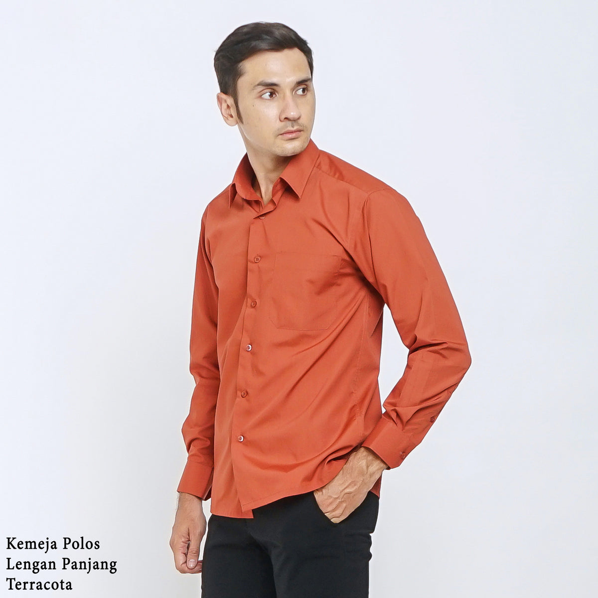 Boss SUPER Kemeja Polos Pria Lengan Panjang Regular Fit Coklat Terracota