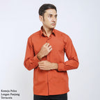 Boss SUPER Kemeja Polos Pria Lengan Panjang Regular Fit Coklat Terracota