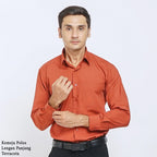 Boss SUPER Kemeja Polos Pria Lengan Panjang Regular Fit Coklat Terracota