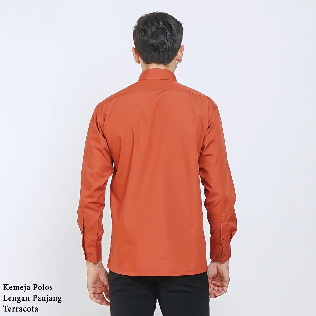 Boss SUPER Kemeja Polos Pria Lengan Panjang Regular Fit Coklat Terracota