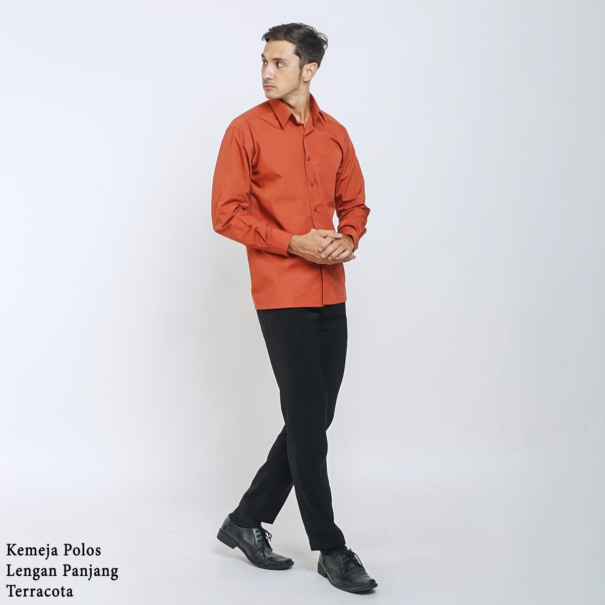 Boss SUPER Kemeja Polos Pria Lengan Panjang Regular Fit Coklat Terracota