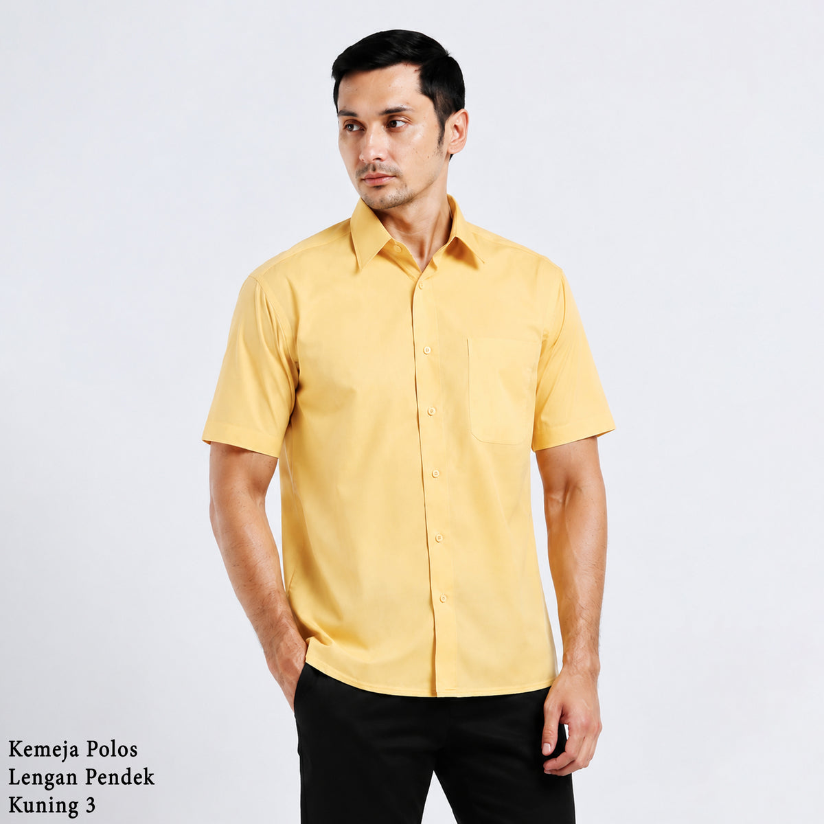 Boss SUPER Kemeja Polos Pria Lengan Pendek Regular Fit Kuning