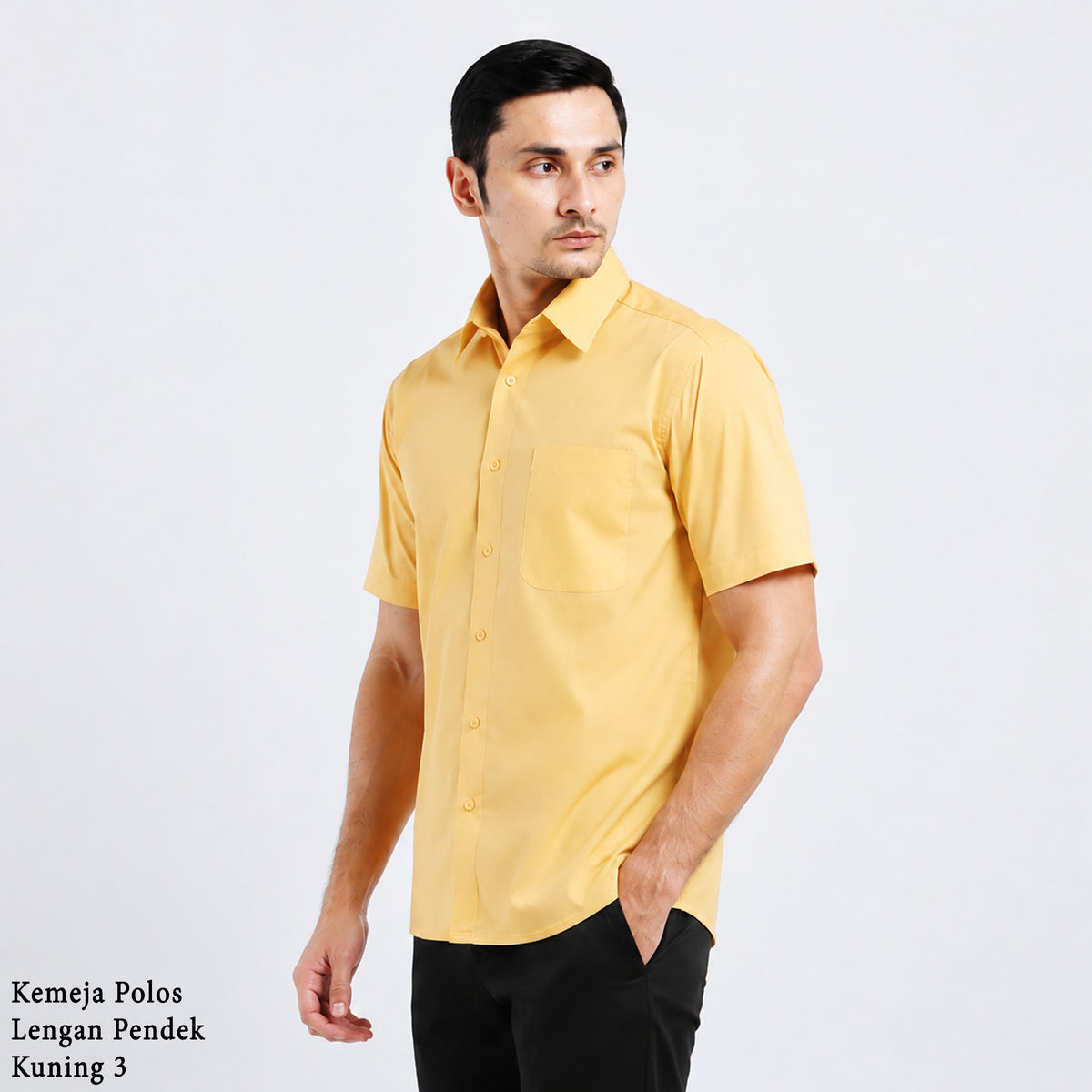 Boss SUPER Kemeja Polos Pria Lengan Pendek Regular Fit Kuning