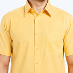 Boss SUPER Kemeja Polos Pria Lengan Pendek Regular Fit Kuning