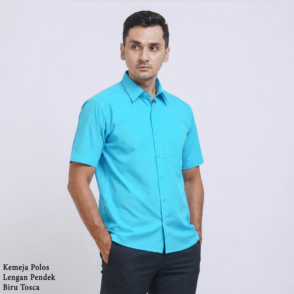 Boss SUPER Kemeja Polos Pria Lengan Pendek Regular Fit Tosca