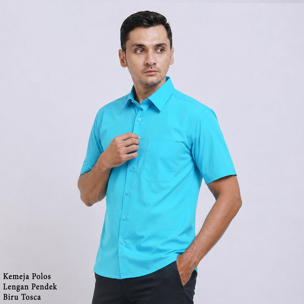 Boss SUPER Kemeja Polos Pria Lengan Pendek Regular Fit Tosca