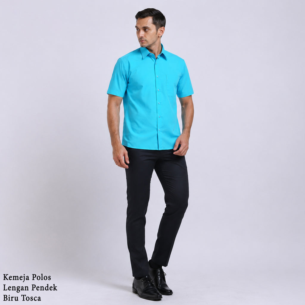 Boss SUPER Kemeja Polos Pria Lengan Pendek Regular Fit Tosca