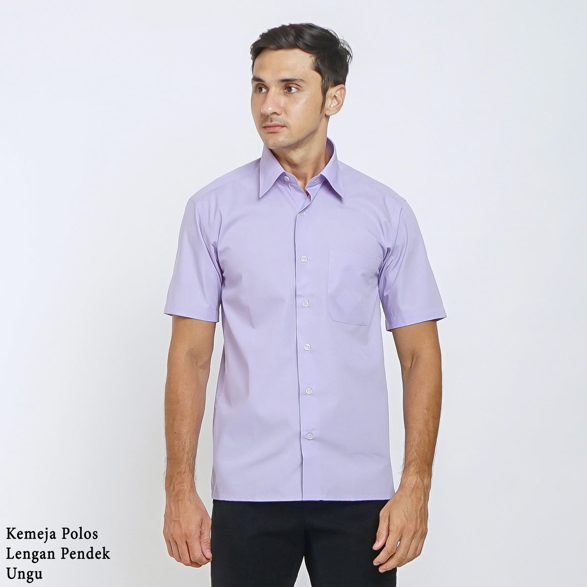 Boss SUPER Kemeja Polos Pria Lengan Pendek Regular Fit Ungu
