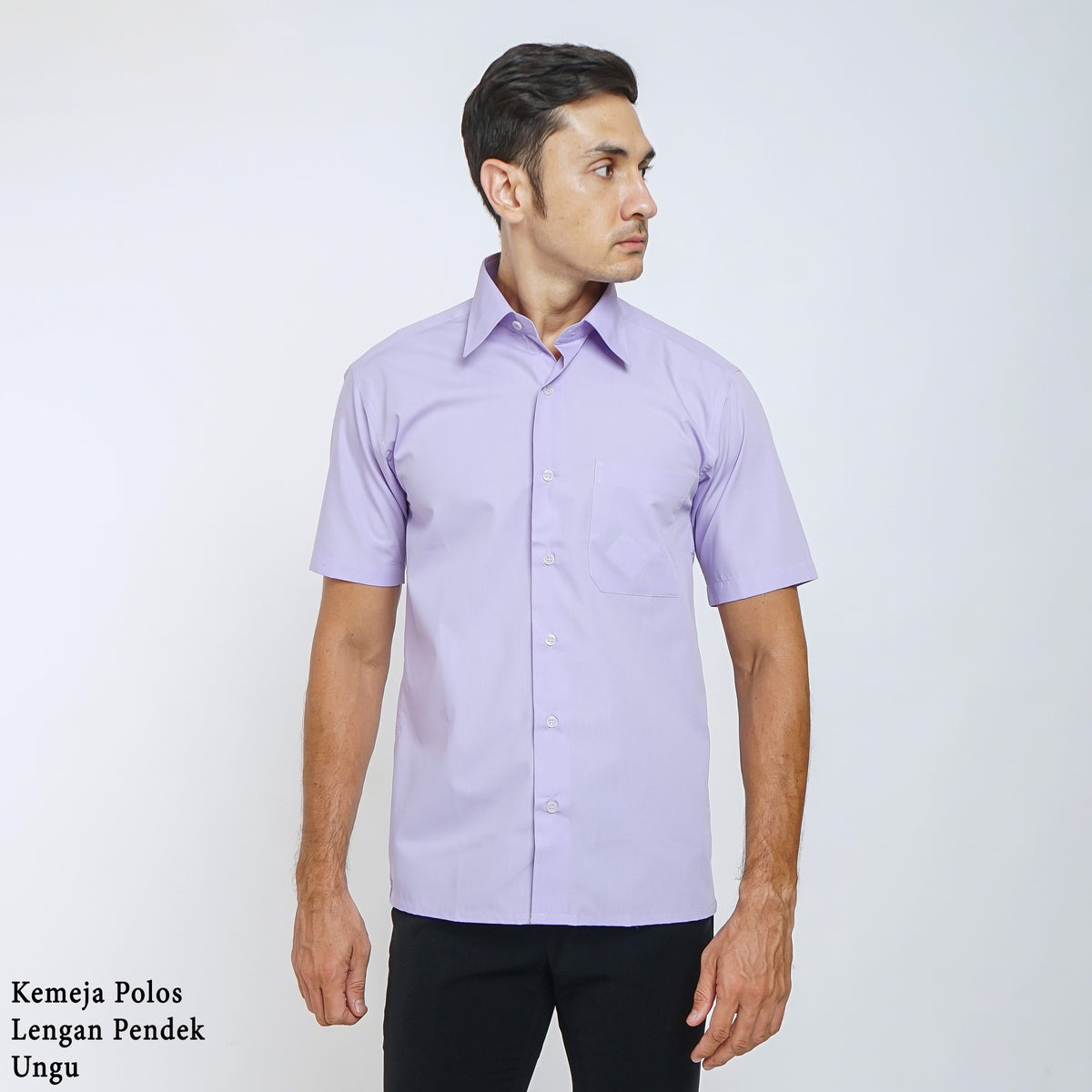 Boss SUPER Kemeja Polos Pria Lengan Pendek Regular Fit Ungu