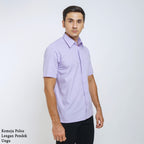 Boss SUPER Kemeja Polos Pria Lengan Pendek Regular Fit Ungu