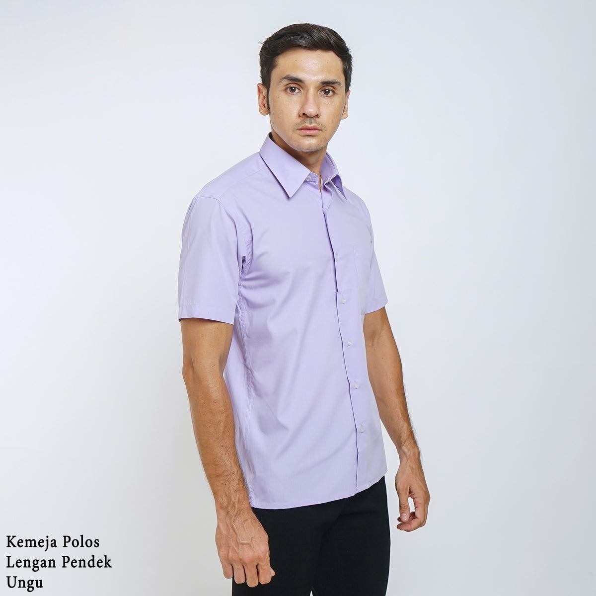 Boss SUPER Kemeja Polos Pria Lengan Pendek Regular Fit Ungu