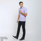 Boss SUPER Kemeja Polos Pria Lengan Pendek Regular Fit Ungu