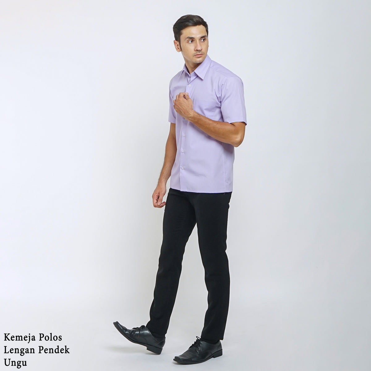 Boss SUPER Kemeja Polos Pria Lengan Pendek Regular Fit Ungu