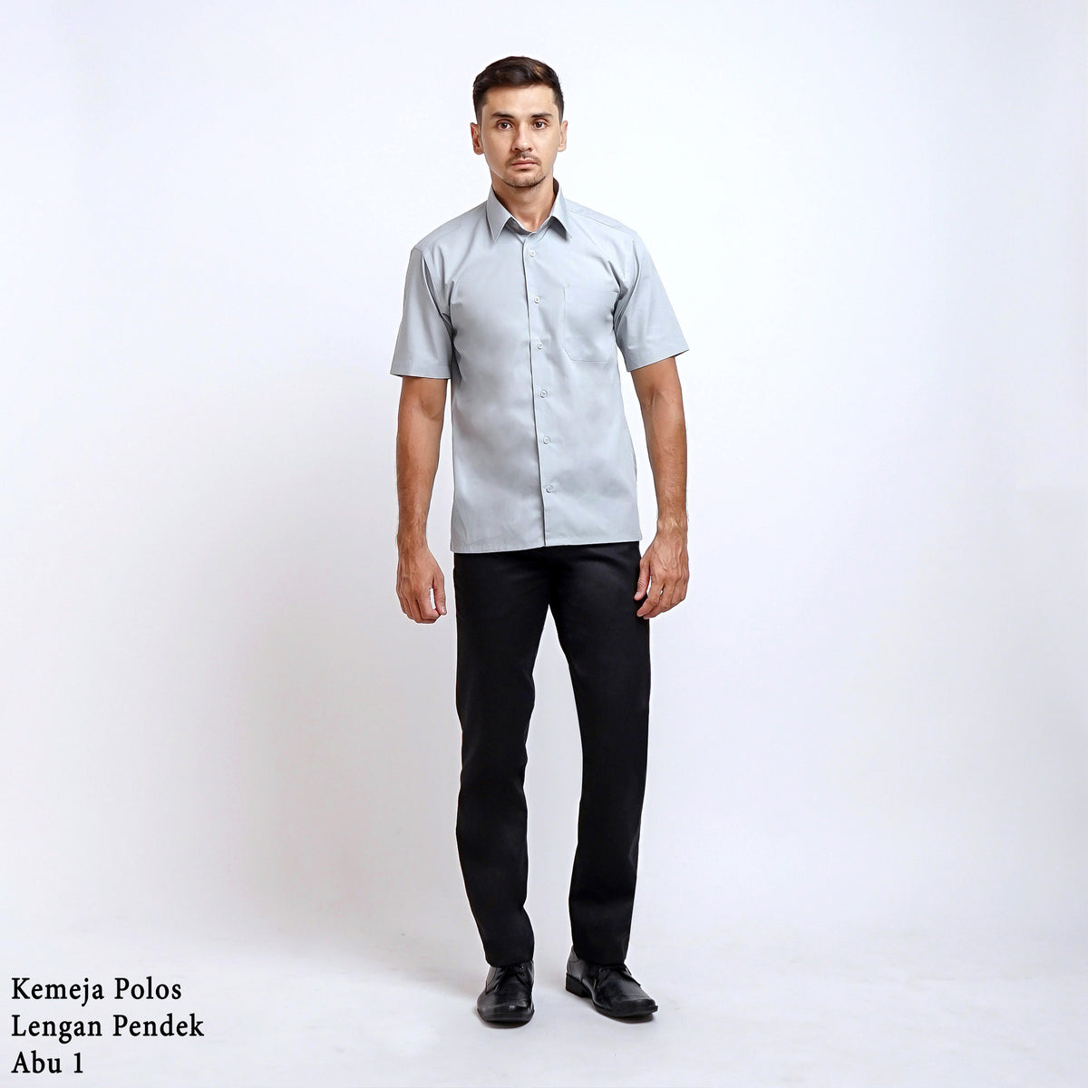 Boss SUPER Kemeja Polos Pria Lengan Pendek Regular Fit Abu