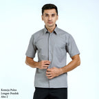 Boss SUPER Kemeja Polos Pria Lengan Pendek Regular Fit Abu