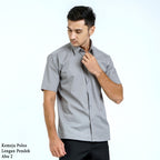 Boss SUPER Kemeja Polos Pria Lengan Pendek Regular Fit Abu