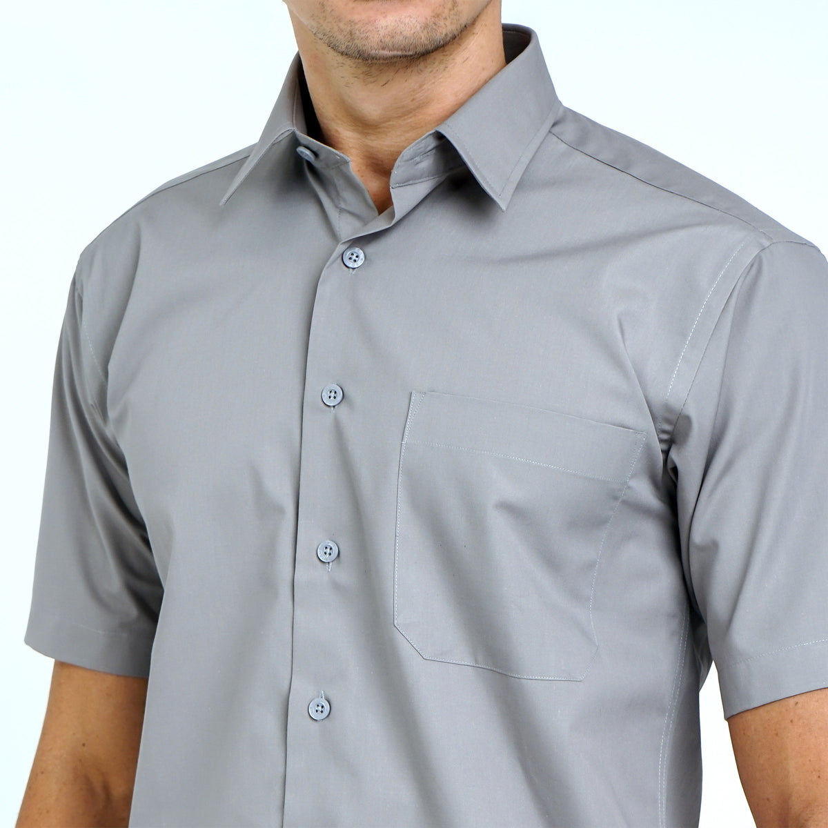 Boss SUPER Kemeja Polos Pria Lengan Pendek Regular Fit Abu