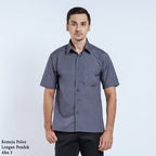 Boss SUPER Kemeja Polos Pria Lengan Pendek Regular Fit Abu