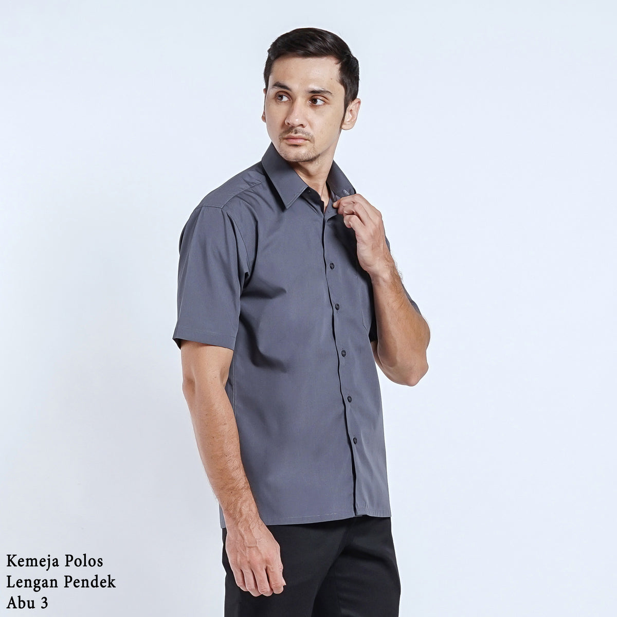 Boss SUPER Kemeja Polos Pria Lengan Pendek Regular Fit Abu