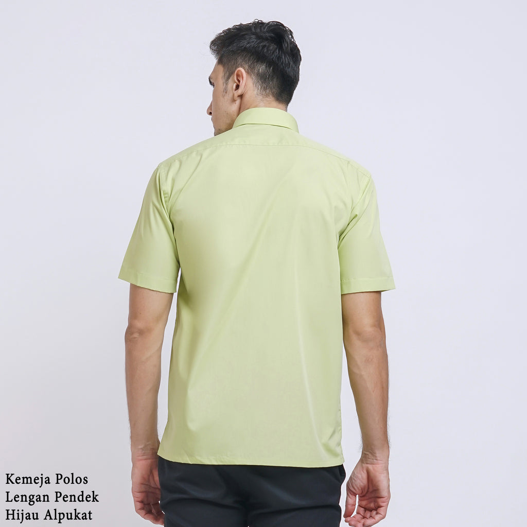 Boss SUPER Kemeja Polos Pria Lengan Pendek Regular Fit Hijau Muda Alpukat