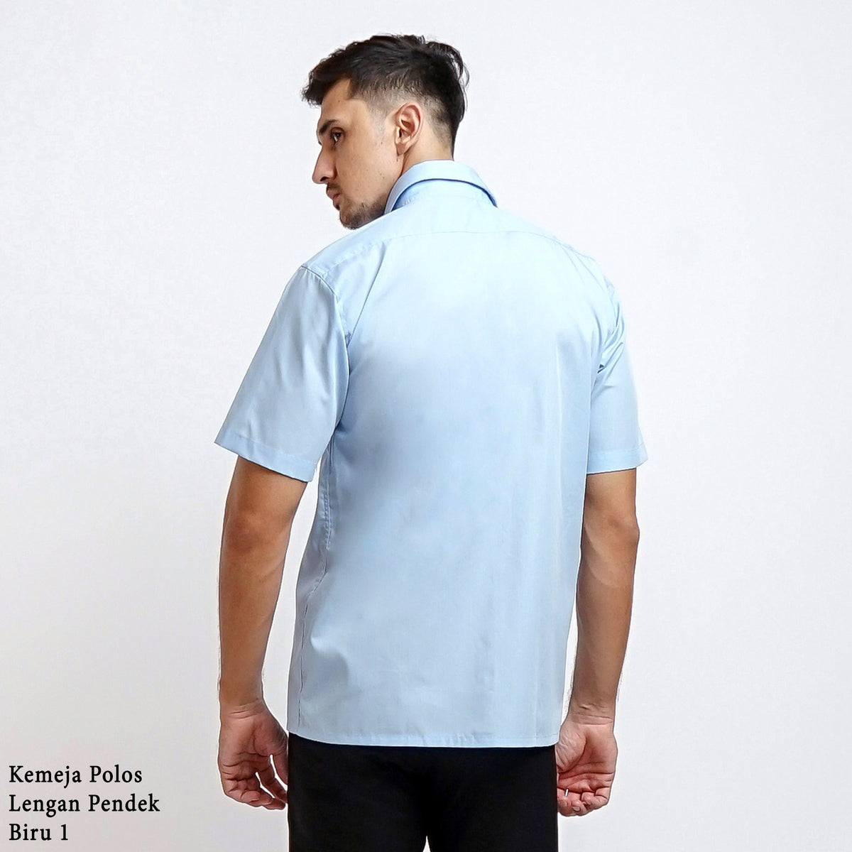 Boss SUPER Kemeja Polos Pria Lengan Pendek Regular Fit Biru