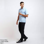Boss SUPER Kemeja Polos Pria Lengan Pendek Regular Fit Biru