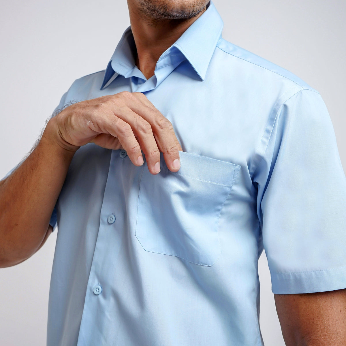 Boss SUPER Kemeja Polos Pria Lengan Pendek Regular Fit Biru