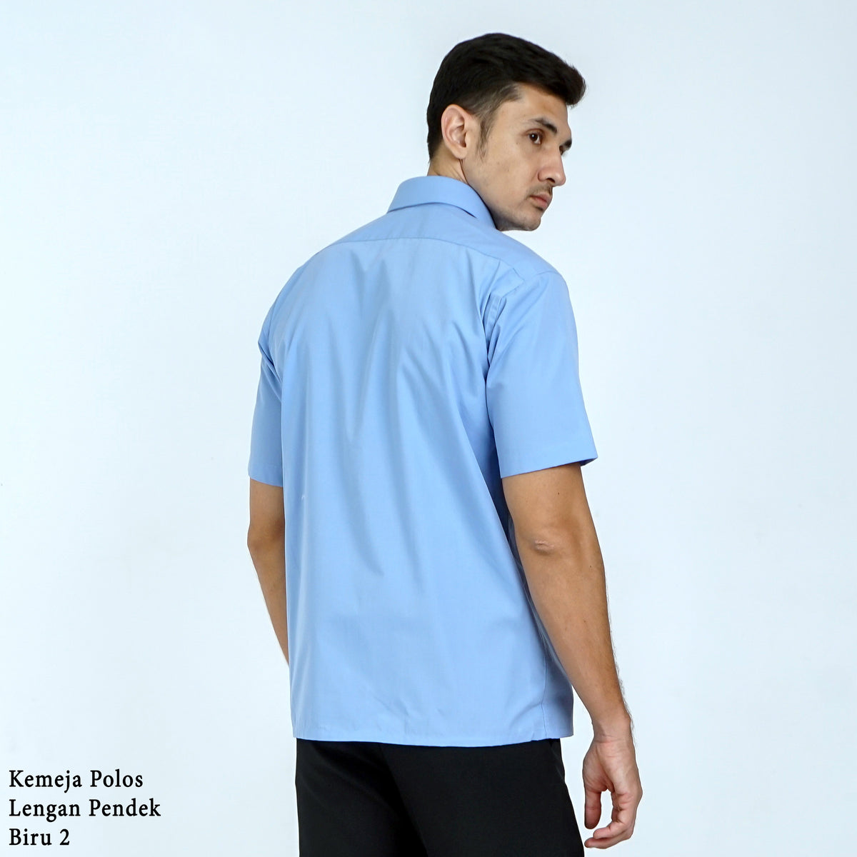 Boss SUPER Kemeja Polos Pria Lengan Pendek Regular Fit Biru