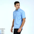 Boss SUPER Kemeja Polos Pria Lengan Pendek Regular Fit Biru