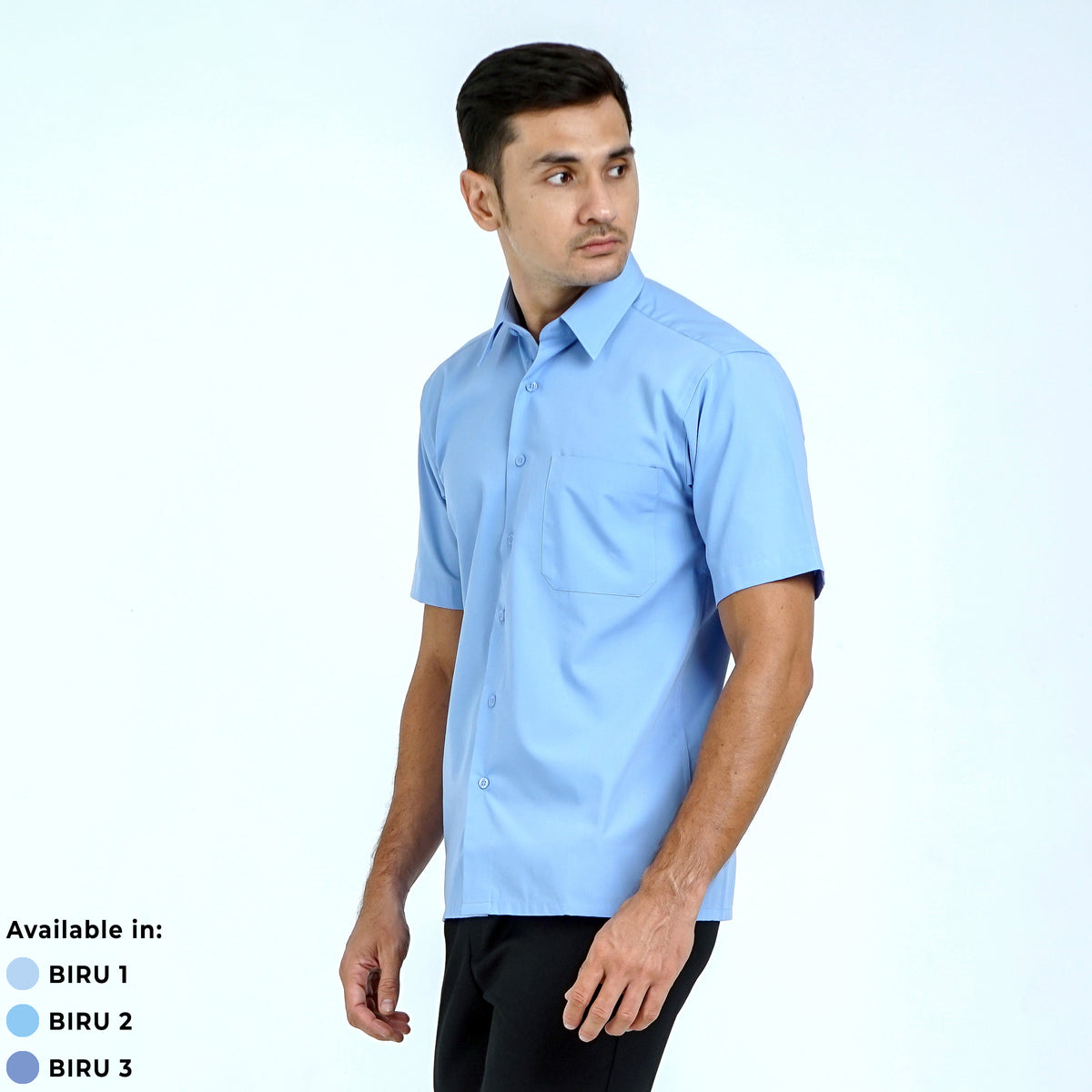 Boss SUPER Kemeja Polos Pria Lengan Pendek Regular Fit Biru