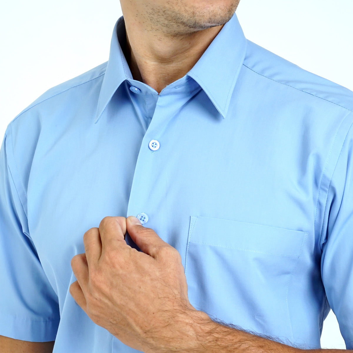 Boss SUPER Kemeja Polos Pria Lengan Pendek Regular Fit Biru