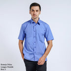 Boss SUPER Kemeja Polos Pria Lengan Pendek Regular Fit Biru