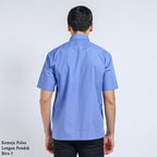Boss SUPER Kemeja Polos Pria Lengan Pendek Regular Fit Biru