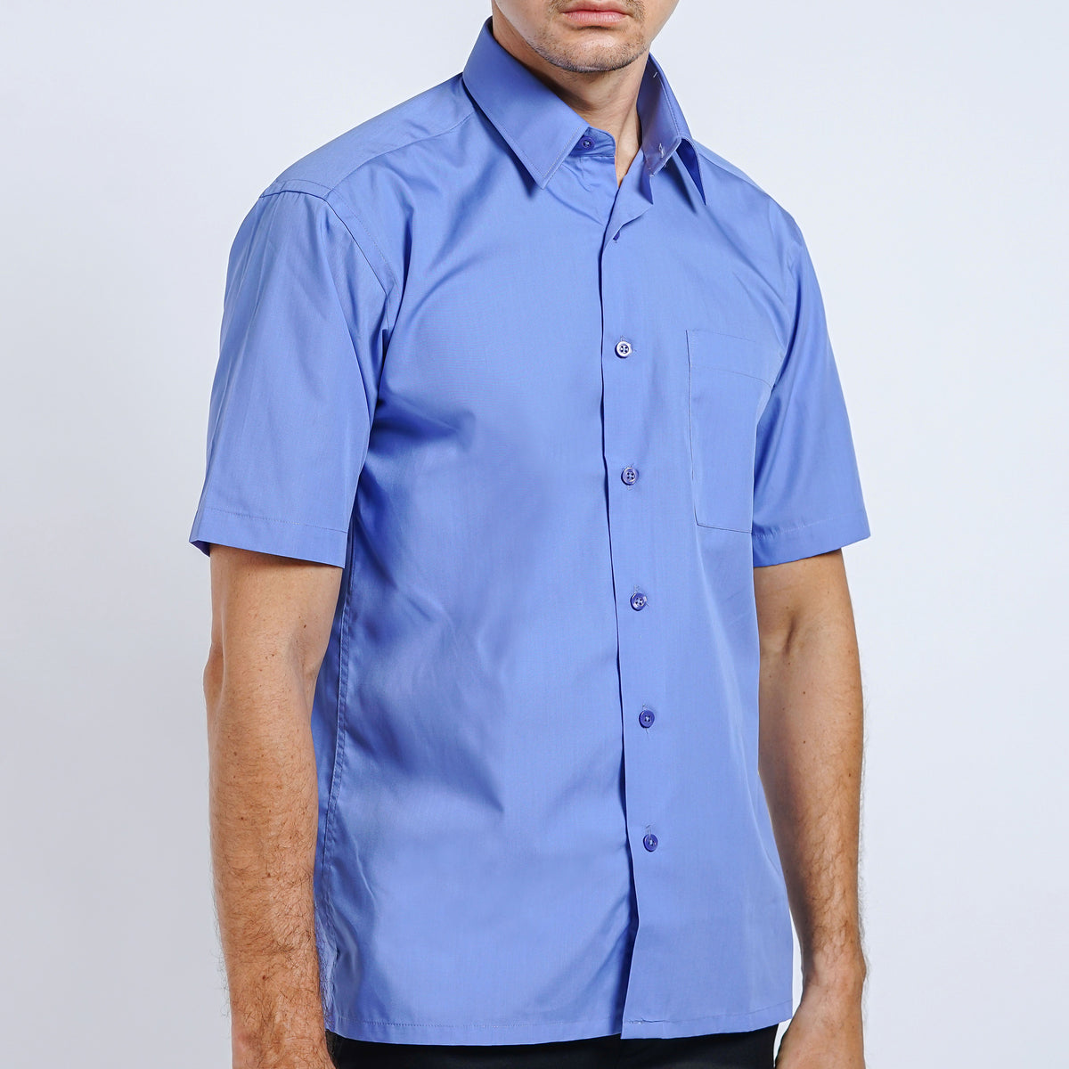 Boss SUPER Kemeja Polos Pria Lengan Pendek Regular Fit Biru