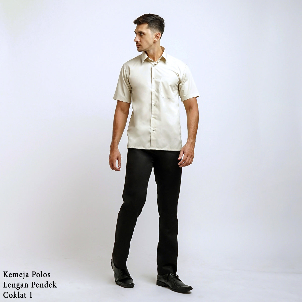 Boss SUPER Kemeja Polos Pria Lengan Pendek Regular Fit Coklat
