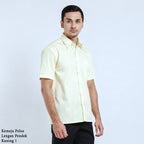Boss SUPER Kemeja Polos Pria Lengan Pendek Regular Fit Kuning